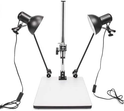 BOLLUMA Fotografie Kopierstander, Makro Kopierstander mit Verstellbaren Armen, 15,75 x19 Basis, 28 Säule und Quick Release Mount, für DSLR Kamera, Makro Shoot Video, Produktfotos, Animation Rostrum