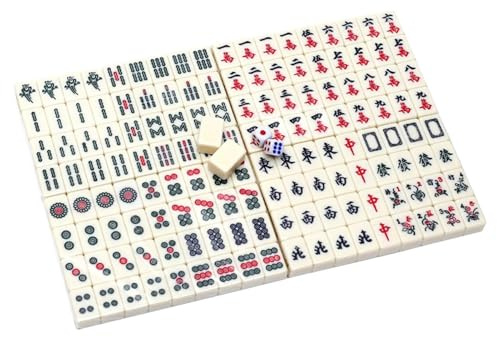 Mahjong Tiles Game pour le style chinois - 144pcs petite collection traditionnelle, cas de transport Durablies, kit de pièces compactes, boîte Ready Travel | Ensemble de de style chinois amusan