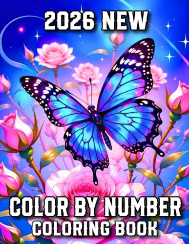 2026 New Color by Number Coloring Book: Large Print Beautiful Color By Number Coloring Book Halloween, Brid, Christmas, Flowers, And More Easy Coloring Page Design