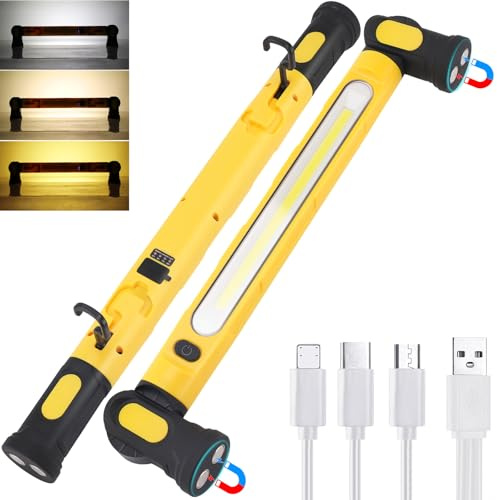 Arbeitsleuchte LED Werkstattlampe Motorhaubenleuchte Motorraumleuchte Arbeitslampe Akku Magnet Inspektionslampe Taschenlampe Work Light Magnetisch Magnetlampe Dreifarbige Arbeit Mechaniker [Gelb]