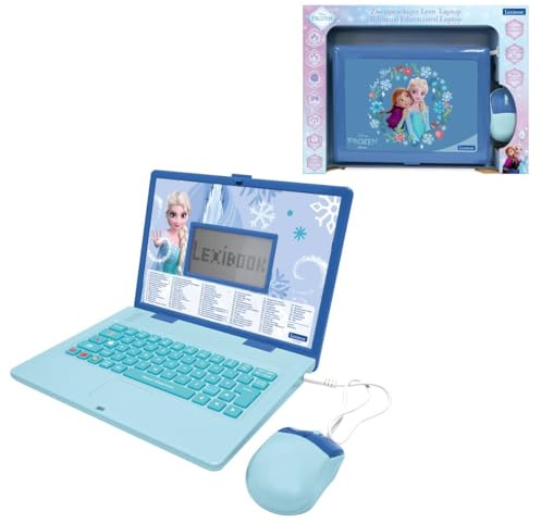 Lexibook, Die Eiskönigin, Lern-Laptop, blau, JC601FZi3LXB | Deutsch/Englisch, 164 Aktivitäten, Mathe, Logikspiele, Musik-Modus, LCD-Bildschirm, blau