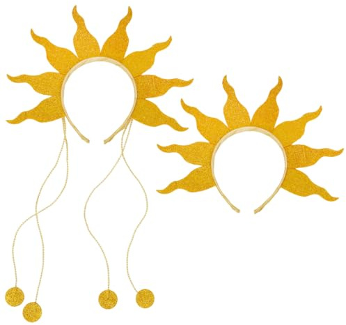 VINTORKY Lot de 2 serre-têtes à flammes - Couronne soleil/flammes - Accessoire de coiffure pailleté pour déguisement de déesse du soleil, idéal pour les festivals hawaïens, le carnaval, les