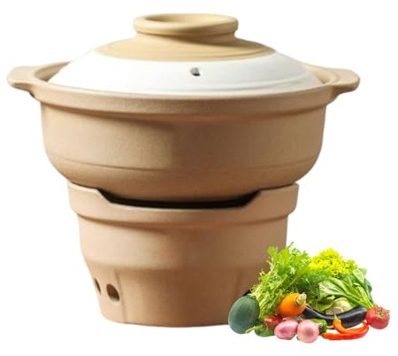 Pentola di terracotta for cucinare, casseruola for zuppiera con coperchio, pentola calda giapponese resistente al calore, pentola da cucina for pentole da cucina(1.8L)