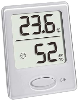 TFA Dostmann Digitales Thermo-Hygrometer, 30.5041.02, zur Luftfeuchtigkeitsmessung und Temperaturmessung, für Innenräume, mit Komfortanzeige, zur Raumklimakontrolle, 4,6 x 5,9 cm, weiß