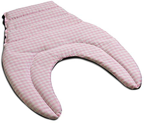 Cuscinetto ricurvo per collo e schiena, bio rosa-bianco - Cuscino termico cervicale con noccioli di ciliegia - Cuscino cervicale con parte schienale