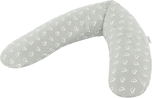 Theraline Stillkissenbezug Bezug für das Komfort Stillkissen 180 Herzen grau