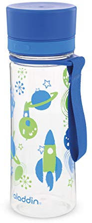 Aladdin My First Aveo Space Trinkflasche Kinder Auslaufsicher 0.35L Blau - Weite Öffnung für leichte Befüllung - BPA-Frei - Trinkflasche Kindergarten - Geruchs- und Fleckenfest - Spülmaschinenfest
