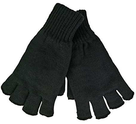 HeatGuard 2 Paar fingerlose Herren-Handschuhe, schwarz, Thermo-3M-Thinsulate-Futter, dick, Stretch, Wintersport, Größe M/L oder L/XL