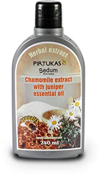 Estratto di oli con erbe naturali Sedum per sauna, massaggi, ammollo con spazzola - Infuso di sauna con Estratto di camomilla con olio essenziale di ginepro, miele e sale di iodio - 240 ml