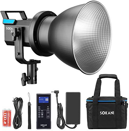 Sokani X60 V2 80W COB LED-Videoleuchte,5600K Tageslicht ausgeglichen CRI96 + TLCI 95+, 5 vorprogrammierter Lichteffekt Helligkeit drahtlos einstellen, Bowens Mount-Beleuchtung für Fotografie…