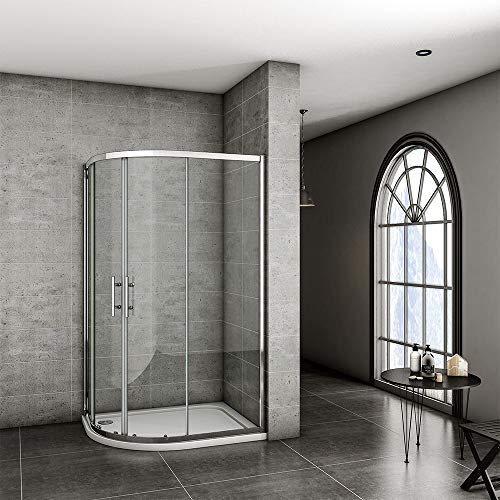 1200x800x1900mm Left Quadrant Shower Enclosure Cubicle Glass Screen Sliding Shower Door with Tray + Free Waste