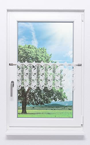 Plauener Spitze Scheibengardine Blättergirlande #1W (Bx H) 116cm * 30cm weiß