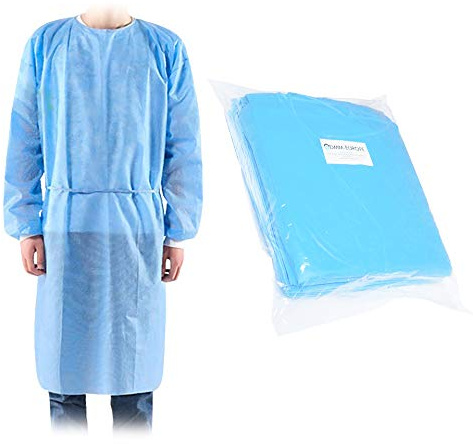 10x Schutzkittel Einweg Wasserabweisend 25GSM - Vliesstoff aus 100% Polypropylen – CE Einheitsgröße – Beutel mit 10 Stück - Schutzkategorie Klasse I – Professionelle Qualität - Blau - Dmm-Europa