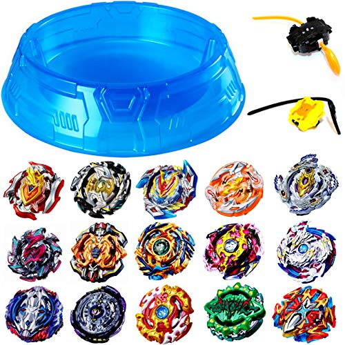 Elrozo Bursttop 6er Burst Set Zufällig ca. 45cm Arena Set für Burst Turbo Rise Arena 6X Kampfkreisel inkl 2X Launcher