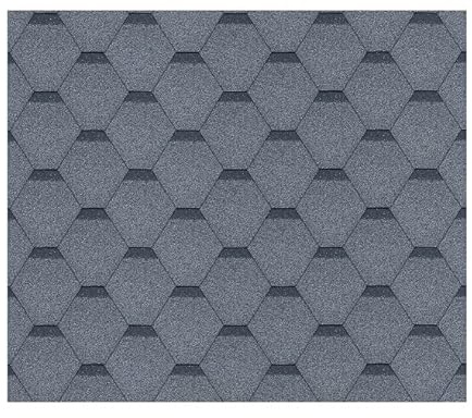 Lot de bardeaux bitumineux Hexagonal Rock H389GREY, couleur gris - bitume toiture Timbela M389 pour chalet de jardin