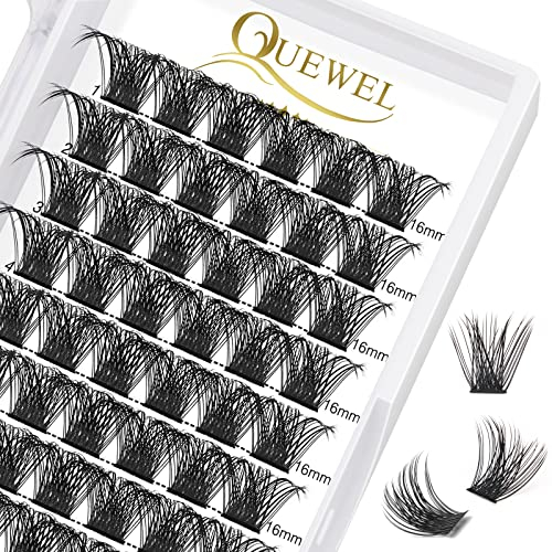 Wimpern Einzeln QUEWEL Einzelne Cluster Lashes Mega D Curl 16mm Segmente Breit Fundament