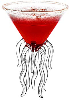 URMAGIC Octopus Cocktail Glass,5 Oz/150ml Jellyfish Martini Glass with 5 Legs,Wine Glasses,Cocktail Drinkware,Bar Goblet Tools,Drinking Glasses,Red Wine Cup,Champagne Glass,Party Goblet