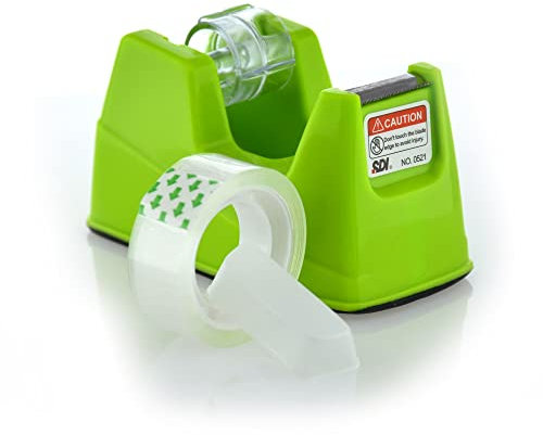 MINI TAPE Dispensador de Cinta Adhesiva de Sobremesa -Mini- REF.0521-M-V - Pesado, Alta Calidad y Apto para 33 mts. by Office Box (Verde)