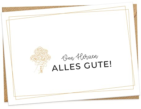 KOKO&LORA® von Herzen alles Gute - Grußkarte mit passendem Kraftpapier-Kuvert und ansprechender Haptik