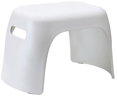 Weißer Tritthocker aus Kunststoff, Dicker Toilettentritthocker mit Seitengriff, 33 x 20 x 21 cm