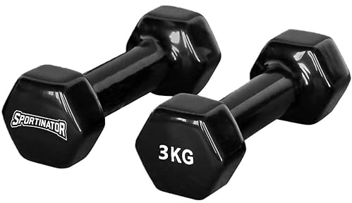 SPORTINATOR® Hantel 2er-Set 1, 2, 3 oder 5 kg Hantelset, schwarz fürs Homegym, Studio oder zuhause im 6-Kant-Stil,Unisex, Kraftsport dumbell set, Kurzhanteln in einem klassischen Look (3 Kg (2 Stück))