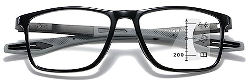 VEVESMUNDO Gleitsicht Lesebrille Progressive Multifocus Sportliche TR90 Leicht Sport Herren Damen Blaulichtfilter Sehhilfe Lesehilfe Brillen