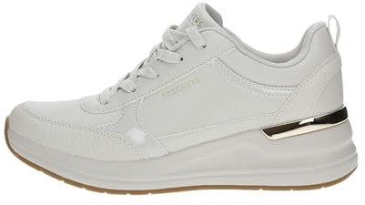 Skechers Fine Shine, Billion 2 Medios con Cordones Mujer, Off White Duraleather/Patent Trim, 41 EU