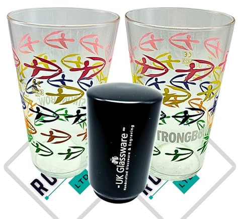 Roxley Strongbow M23 Pint Glasses X2 Glasses | 56cl Glasses | Also Comes with Branded Bottle Opener