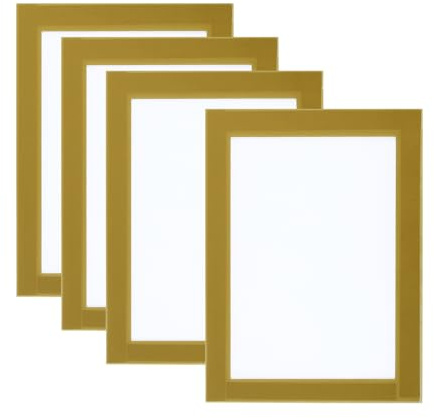 PATIKIL 4x6 Magnetischer Bilderrahmen, 4 Stück A6 Magnetischer Rahmen Magnetische Fotorahmen Selbstklebend Wiederverwendbar für Kühlschrank Fenster Wand, Golden