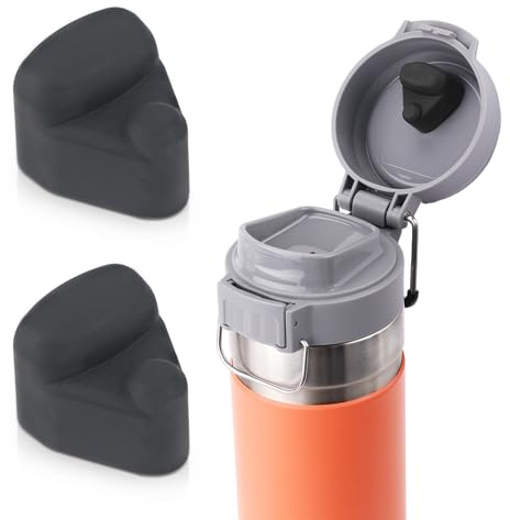 PEUTIER 2pcs Replacement Stopper Compatible with Stanley Quick FILP GO 24 oz 36 oz, Water Bottle Top Lid Seal Cup Bottle Cap Leak Proof Silicone Stopper Gasket Accessories（Black）