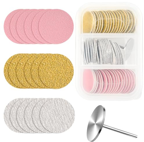 TIESOME 61 Stück Schleifscheibe Pediküre Set,20 mm Fußschleifer Schleifpapier 80/120/180 Grit Entferner Sandpapierscheiben, Ersatz-Schleifscheiben, mit Ebene Achse für Rissige Ferse Tote Haut