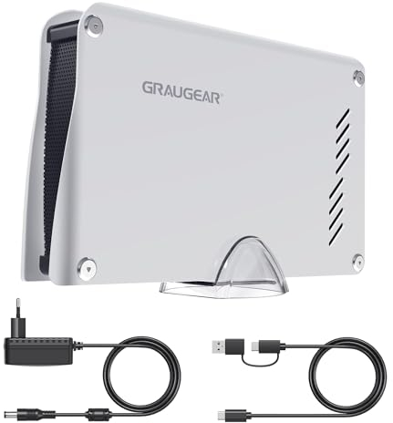 GRAUGEAR Disco Rigido Esterno 4TB Alluminio, Formattato per PS5, PS5 Slim e PS4, USB-C/A, LED, Ideale per Videogiochi