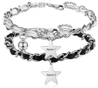 Personalisiertes Armband für Paare, rundes magnetisches Armband für Paare im 2er-Set mit Stern-Anhängern, Geschenke für Freunde, Freundinnen, Ehemänner, Ehefrauen und Liebhaber (1)