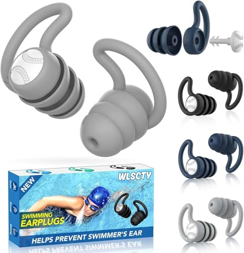 Tappi per le orecchie da nuoto per adulti, impermeabili, riutilizzabili, in morbido silicone, per doccia, nuoto, surf, snorkeling e altri sport acquatici (3 paia)