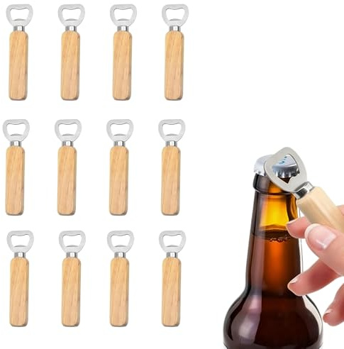 Eterspr Paquete de 10 Abridor de Botellas de Madera, Abridor de Botellas de Estilo Simple Verdes, se Pueden Usar como Herramienta para Abrir Gorras o como Regalo para Hombres