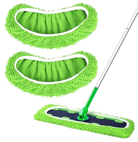 Yicotira Almohadillas de microfibra reutilizables para trapeador Swiffer XL, paquete de 2 paños de barrido en seco XL y almohadillas húmedas de repuesto, paños de fregona extra resistentes para