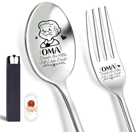 Geschenke für Oma Gabel Löffel mit Gravur Geschenk, Bester Oma Löffel personalisiert Kaffeelöffel Gabel Geburtstagsgeschenk Muttertagsgeschenke Weihnachtsgeschenke Ostern Ruhestand Geschenk für Oma