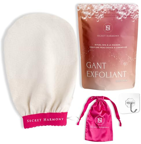 Gant exfoliant Soie - Soin Corporel - Gommage Corps et Visage pour Peau Sensible - Exfoliant Naturel pour Poil Incarné - Peeling et Soin Spa à la Maison