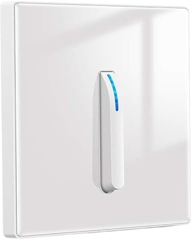 Kontrollschalter, Lichtschalter, 1 Stück, weiß, gehärtetes Glas, Schlüsselschalter, moderner nordischer Stil, Wippschalter mit LED-Anzeige, Lichtschalter für Haushalt, gewerblich, Innenbereich,