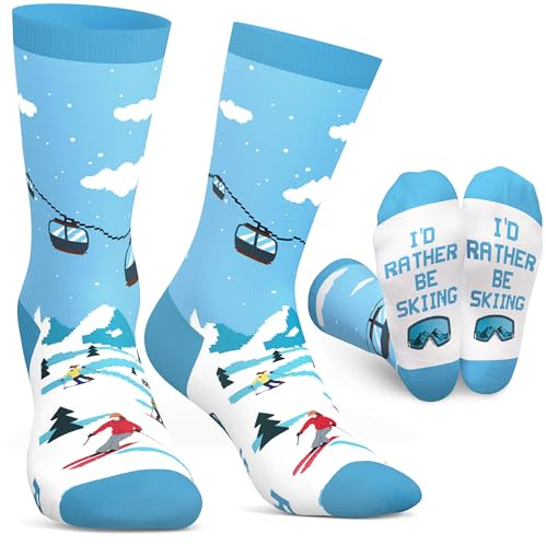 FOURSTUFF Ski Socks for Men, Women - Ski Gifts - Skiing Gifts for Skiers, Men, Women, Him - Skiing Lovers Gift Ideas - Funny Socks Mens