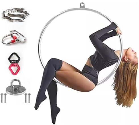 Hydravex Aerial Hoop Set 85cm/90cm Aerial Hoop Single Ponit Aerial Dance Zirkusmanege Zirkus Hoop für Yoga Akrobatik Gymnastik,90cm-3.2cm