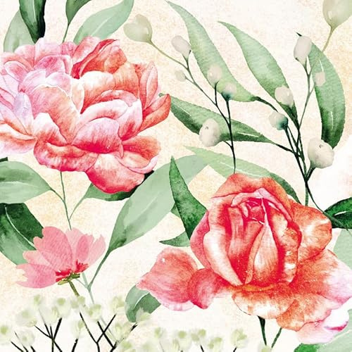 20 Servietten Blumen Symphonie von Rosen als Tischdeko. Papierservietten mit Motiv. Auch für Decoupage und Serviettentechnik 33x33cm