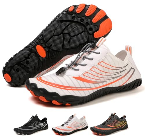 Acfoda Chaussures Aquatiques Homme Femme Chaussures de Trail Running Plage Séchage Rapide Antidérapant Surf Bain Blanc 45