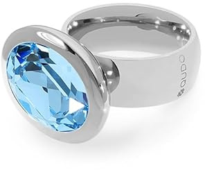 Qudo Tivola Grande bague en acier inoxydable aigue-marine (bleu clair)