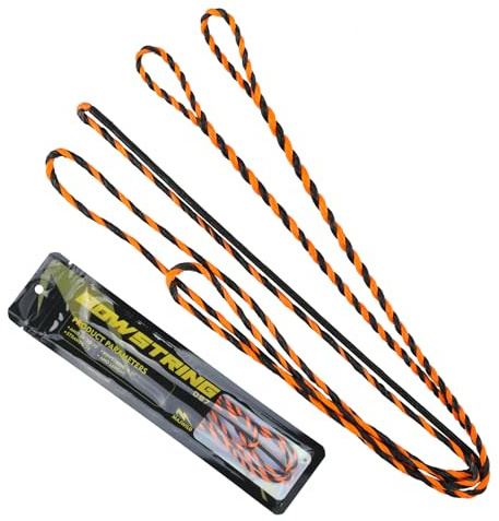 LWANO D97 Flemish Twist Bow String - Handmade Fast Flight Bow String Replacement Bowstring for Traditional Longbow Recurve Bow (Black+Orange, AMO 62(Actual Length 59))