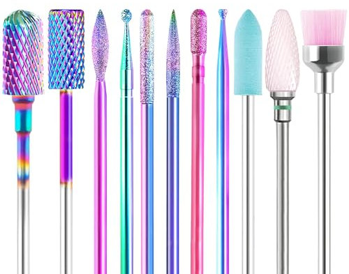 HEYMKGO 11 pezzi fresa per unghie elettrica professionale in carburo di tungsteno punte per fresa per unghie in metallo per strumenti in gel acrilico manicure