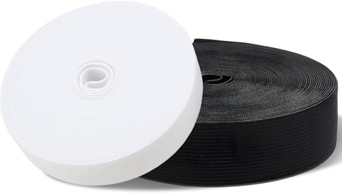 kaiyaya Lot de 2 Elastique Couture 30mm X10m Bande Élastique Couture Blanc et Noir Ruban Elastique Large Couture Couture D'élastiques pour la Couture Le Bricolage et L'artisanat