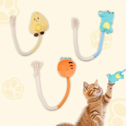 FDHBDF 3 Stück Katze Seil Spielzeug interaktive Catnip Spielzeug katzenspielzeug Beißspielzeug für Kätzchen Baumwollseil Zähne Reinigung