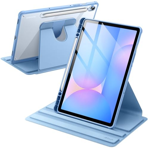 JETech Funda Giratoria para Samsung Galaxy Tab S10 Lite / S10 FE / S9 FE 10,9 Pulgadas / S9 11 Pulgadas con S Pen Soporte, Carcasa Soporte Rotación de 360 Grados Protectora Respaldo Clara (Azul)