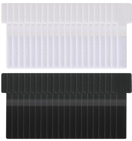 Lot de 40 serre-câbles auto-adhésifs pour organiser les câbles sous le bureau, réglables et réutilisables, en nylon, pour fixer les câbles d'alimentation, les données et le réseau, idéal pour la